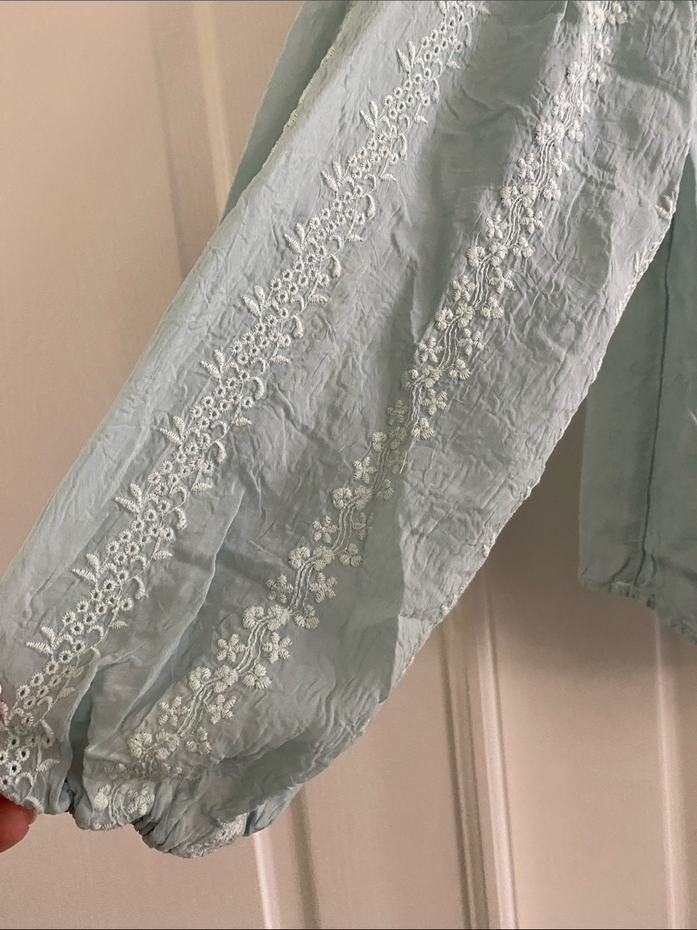 Maven West Light Blue Embroidered Peasant Blouse - Picture 3 of 5